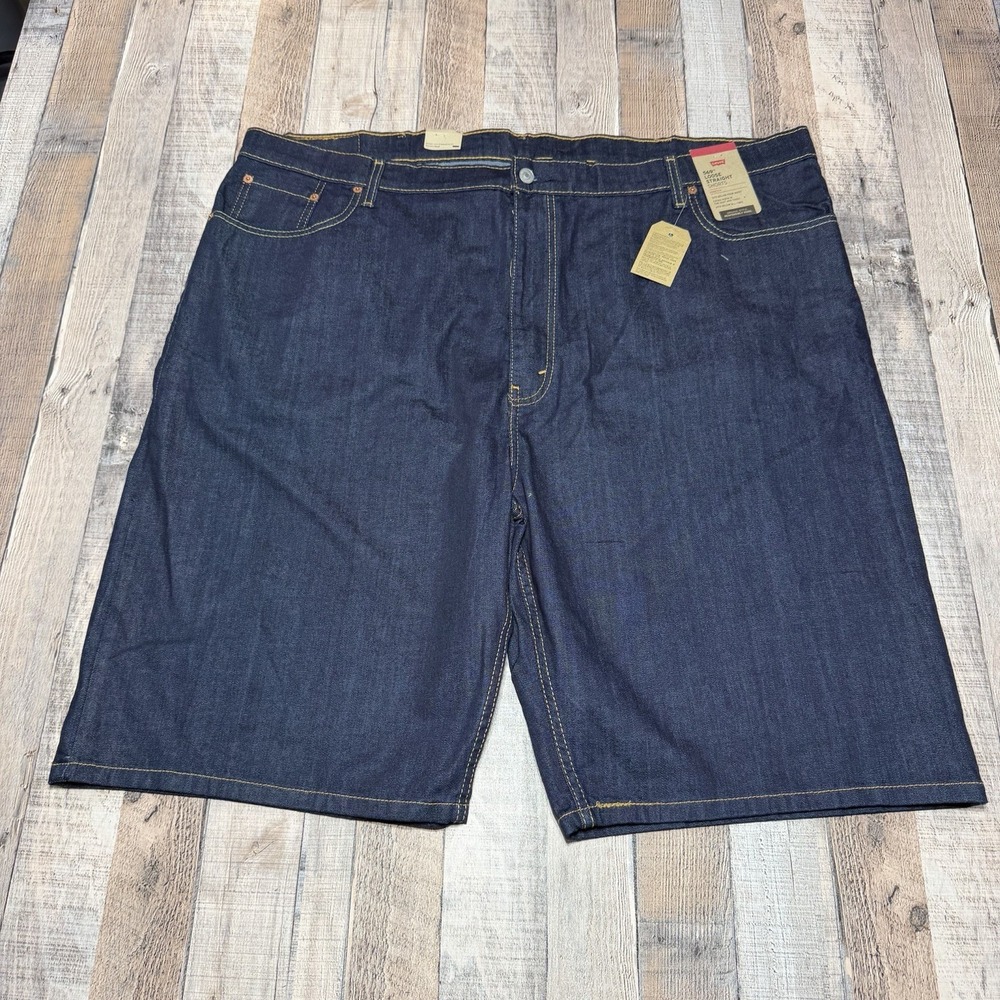 Levis 569 Denim Shorts Mens 48 Blue Loose Straight Dark Wash NWT